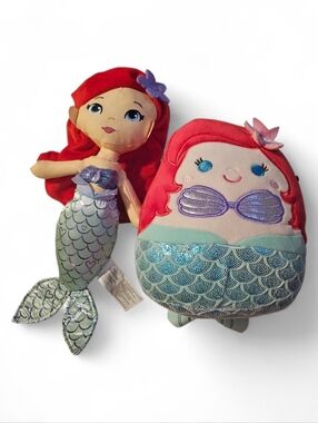 Ariel Squishmallow Little Mermaid and Disney princess plush set